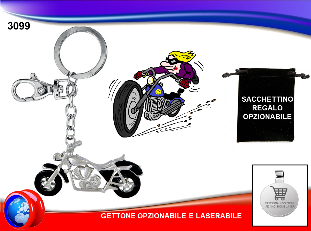 Portachiavi in metallo a forma di moto