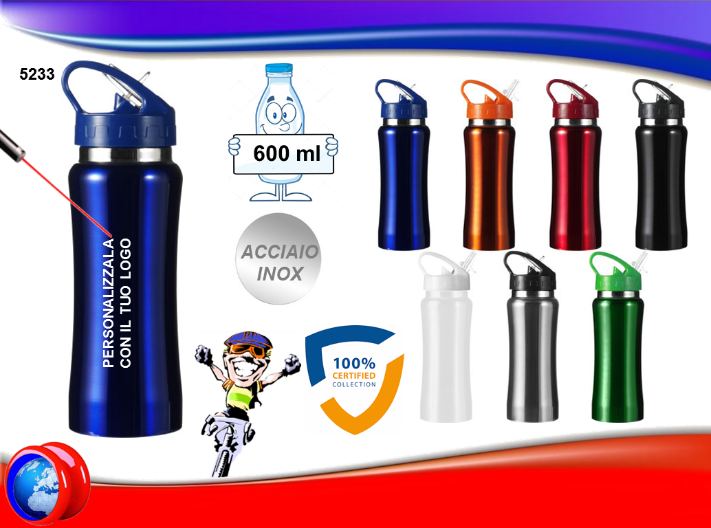 BORRACCIA IN ACCIAIO INOX BOTTON PUSH CON BECCUCCIO PIEGHEVOLE