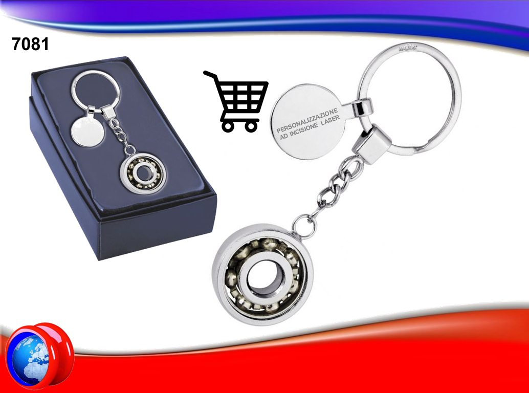 Portachiavi in Metallo con Cuscinetto Antistress e Gettone Carrello spesa