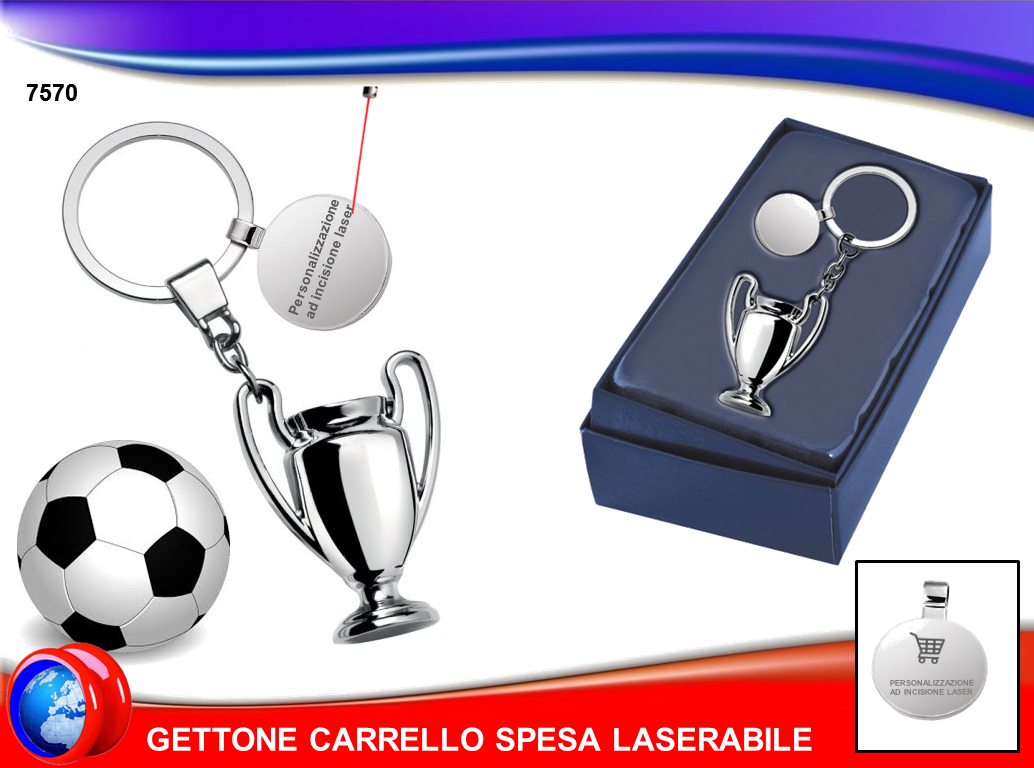 PORTACHIAVI CHAMPIONS LEAGUE  CON GETTONE CARRELLO SPESA