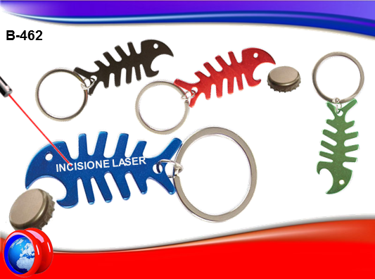 Portachiavi Apribottiglie a forma di Lisca di Pesce