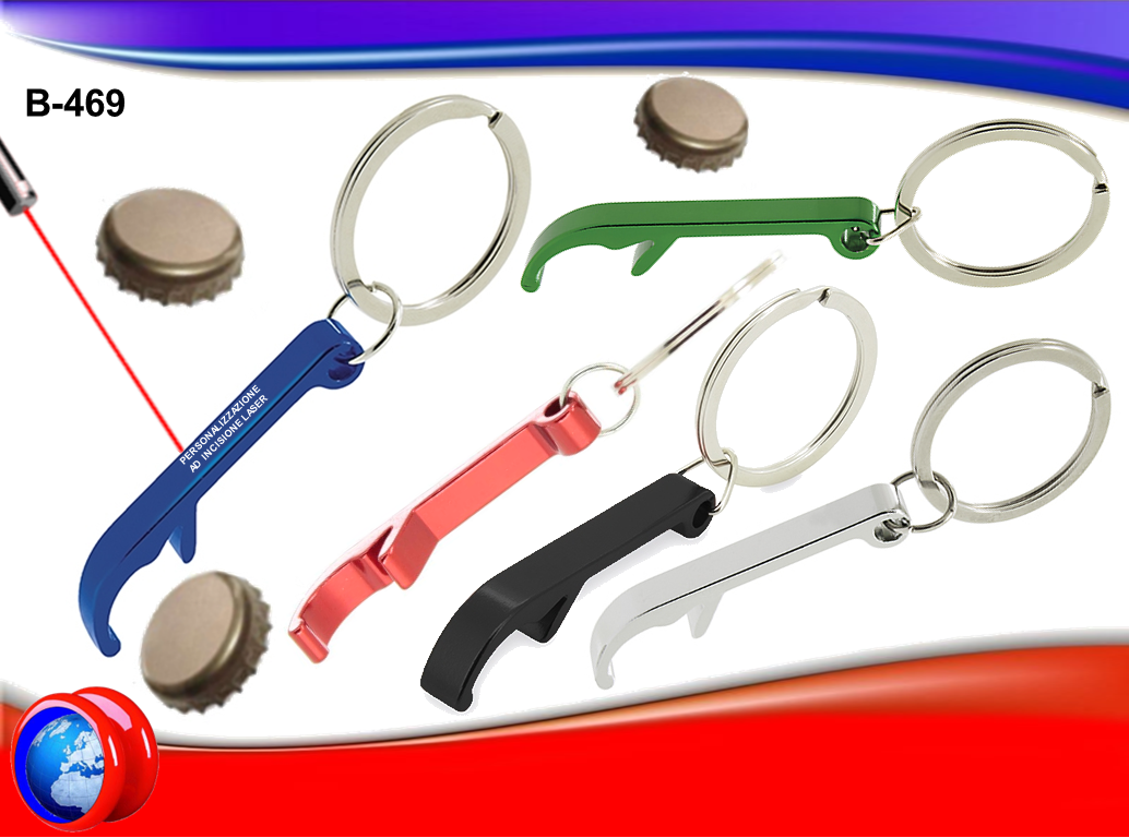 Portachiavi Apribottiglie in metallo colorato