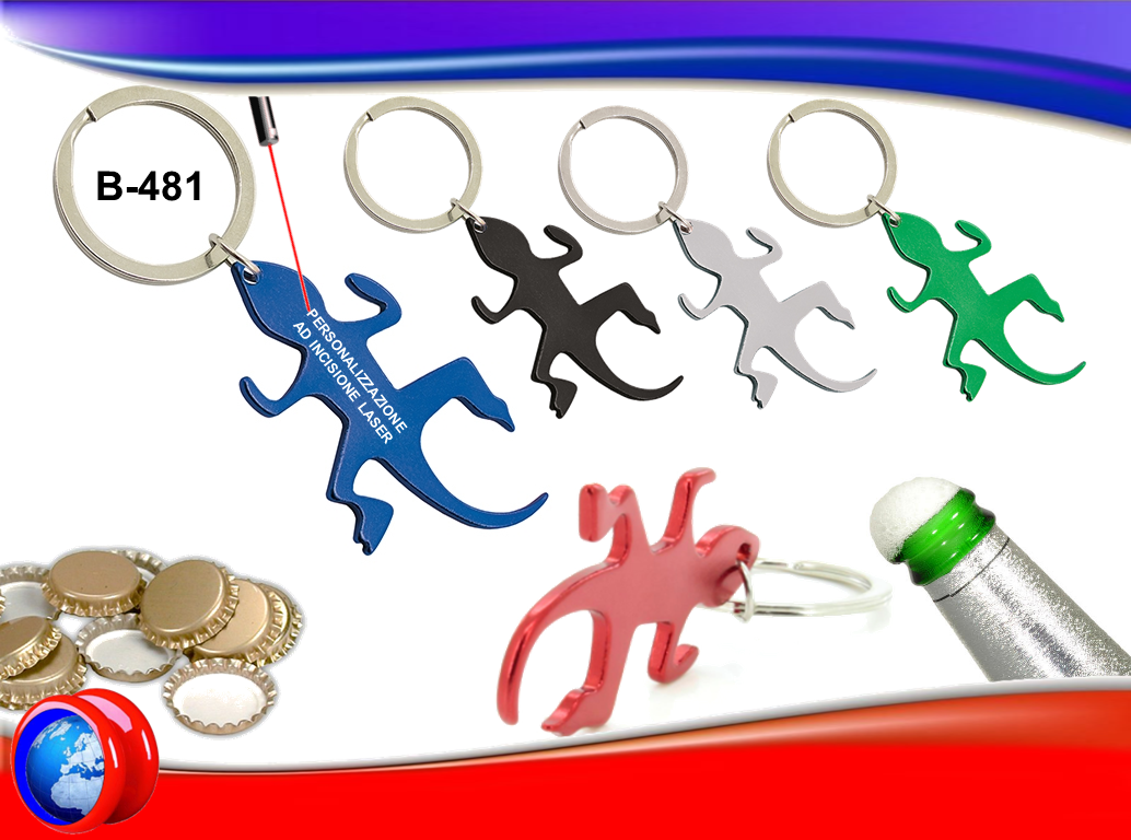 Portachiavi Apribottiglie in Metallo Lagarto a forma di Geco