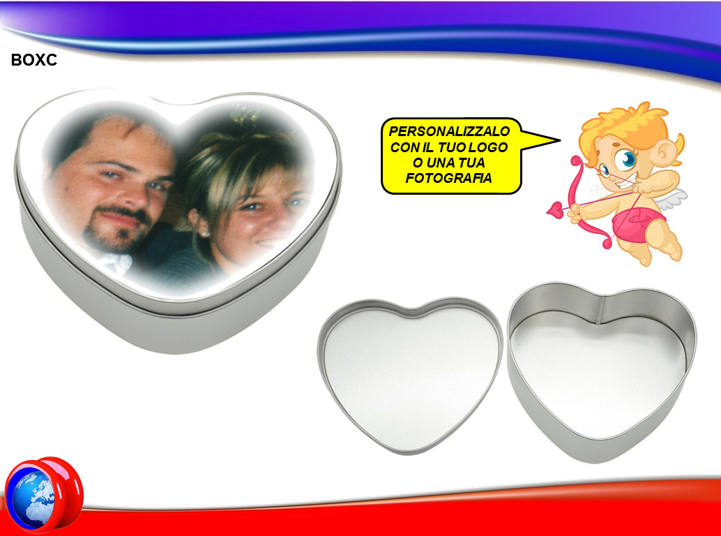Box in Alluminio Forma Cuore con 15x14 cm.