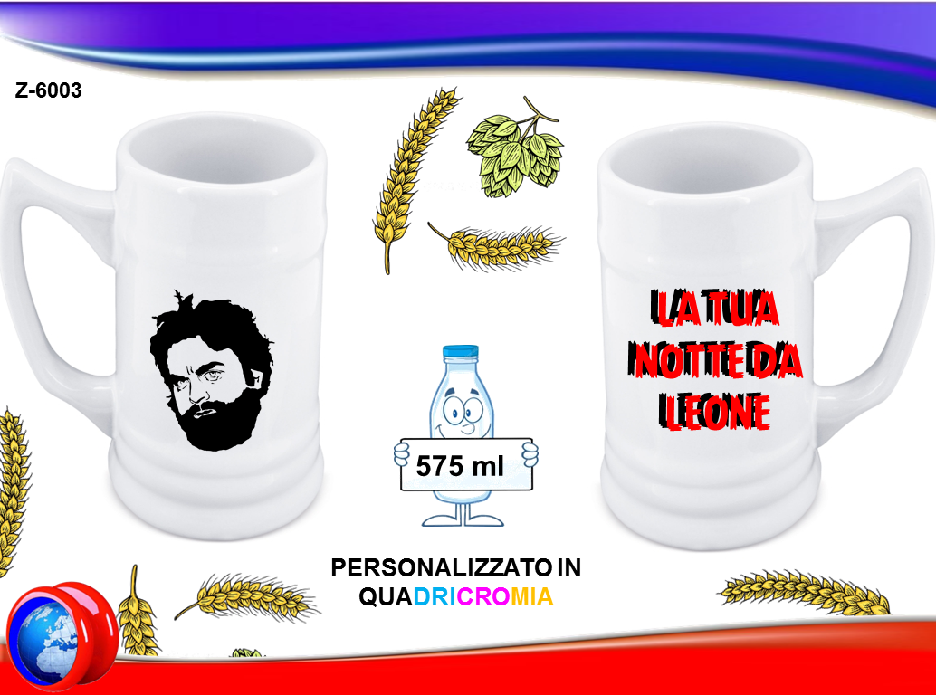 Boccale Birra da 575ml Personalizzabile in Quadricromia