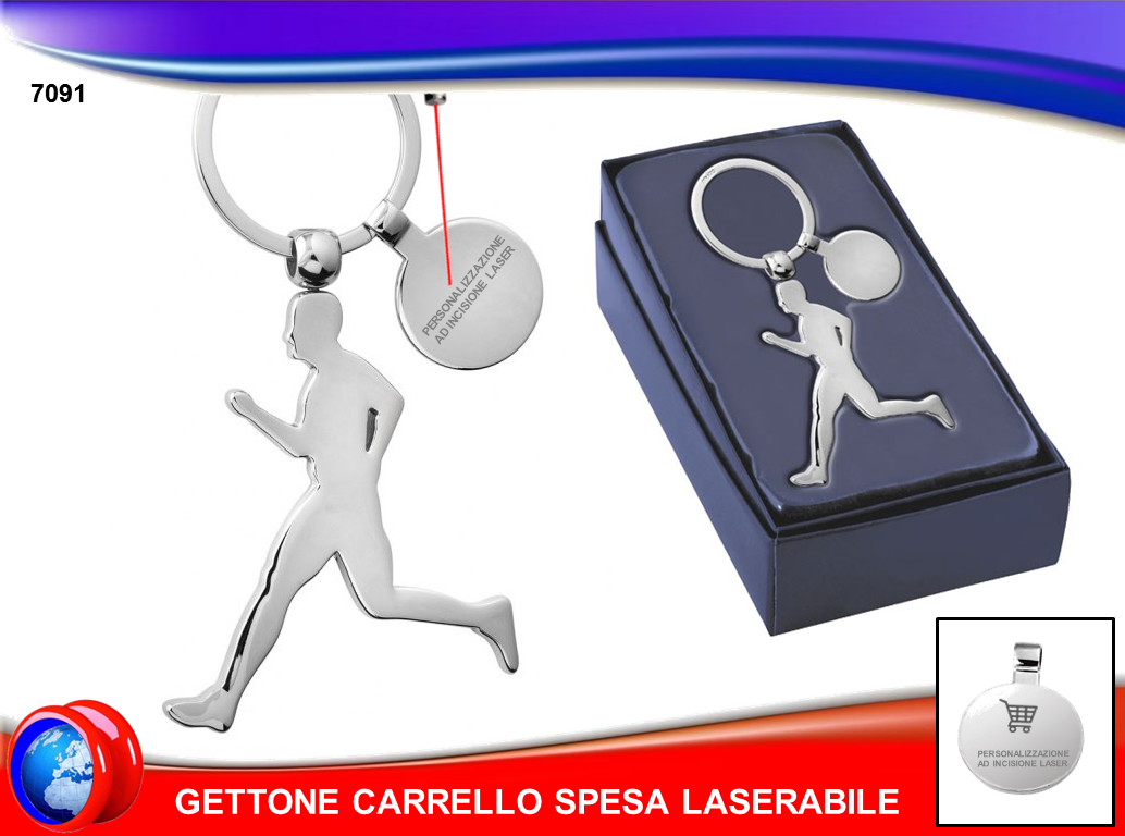 PORTACHIAVI RUNNING CON GETTONE CARRELLO SPESA