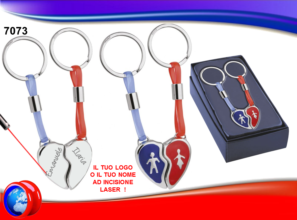 PORTACHIAVI IN ​​METALLO A FORMA DI CUORE DOPPIO