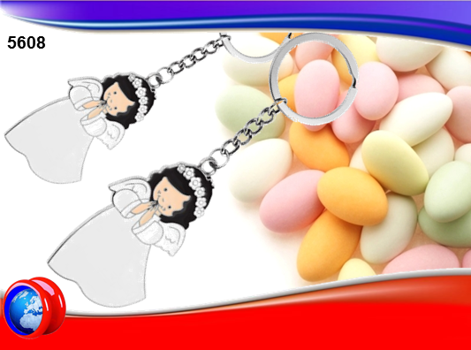 PORTACHIAVI IN ​​METALLO SMALTATO Per comunione   A FORMA DI ANGIOLETTO