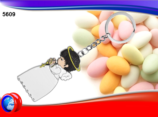 PORTACHIAVI IN ​​METALLO SMALTATO Per comunione   A FORMA DI ANGIOLETTO