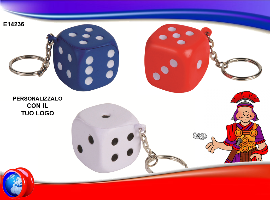 PORTACHIAVI ANTISTRESS A FORMA DI DADO DA GIOCO